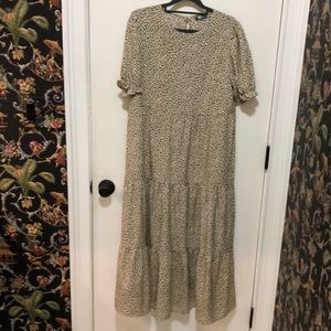 Maxi animal print, tired dress with cap sleeves by Pretty Garden, size M
